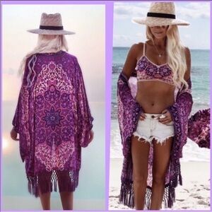 Bohemian swim coverup kimono kaftan